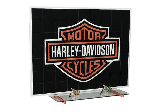JJ304 LARGE HARLEY DAVIDSON MOTORCYCLE MOSAIC TILE GLASS SHELF WALL MOUNTED 2