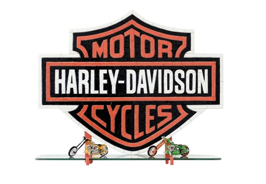 JJ307 SMALL HARLEY DAVIDSON MOTORCYCLE MOSAIC TILE GLASS SHELF WALL MOUNTED 1