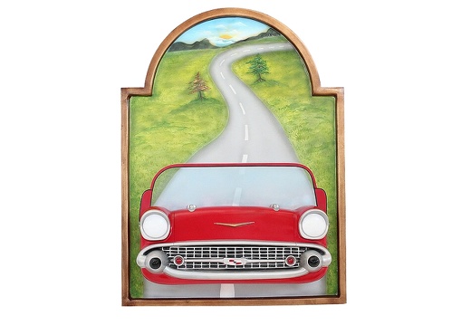 JJ414 RED CHEVY VINTAGE CAR DISPLAY WALL MOUNTED 1