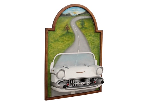 JJ415 WHITE CHEVY VINTAGE CAR DISPLAY WALL MOUNTED 2