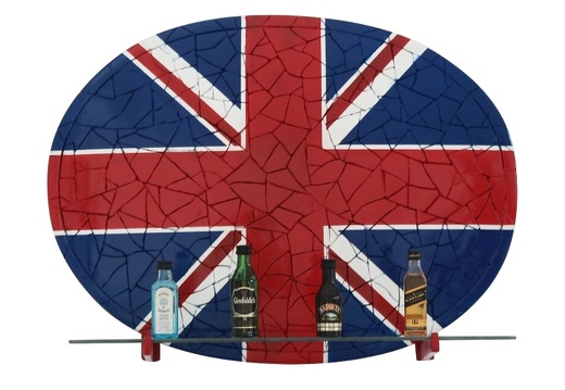 JJ6014 BRITISH FLAG MOSAIC TILE GLASS SHELF ALL FLAGS ANY WORDS AVAILABLE 1