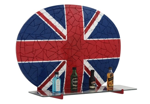 JJ6014 BRITISH FLAG MOSAIC TILE GLASS SHELF ALL FLAGS ANY WORDS AVAILABLE 2