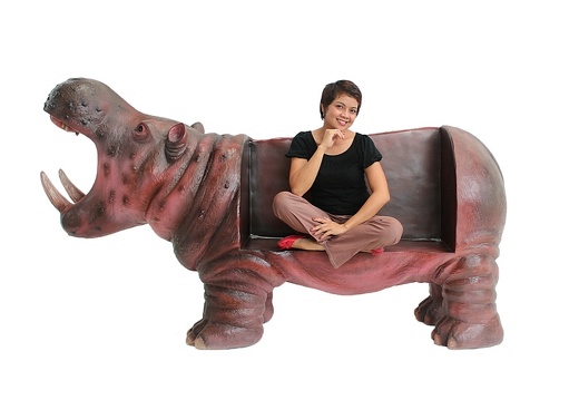 JBA093 LIFE SIZE HIPPO BENCH SEATS 2 ADULTS OR 3 LARGE CHILDREN 1