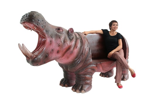 JBA093 LIFE SIZE HIPPO BENCH SEATS 2 ADULTS OR 3 LARGE CHILDREN 2