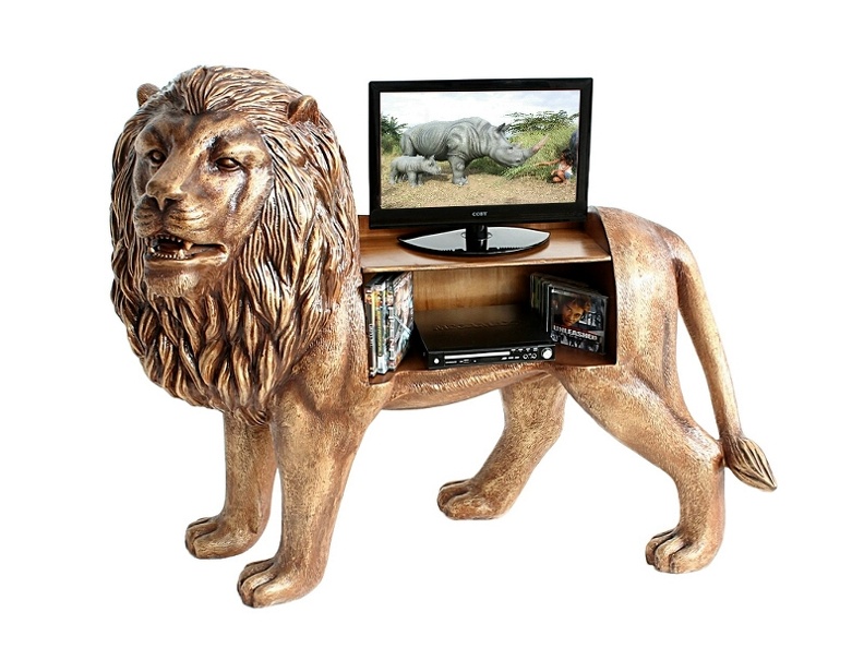 JBA227_MALE_LION_GOLD_EFFECT_TV_MONITOR_VIDEO_SOUND_SYSTEM_STAND.JPG