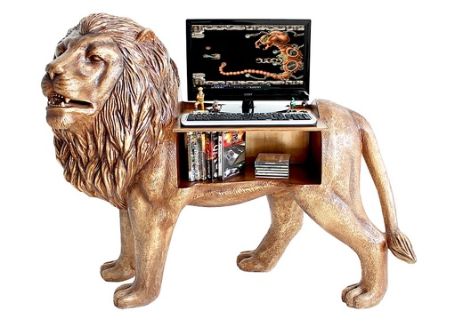 JBA229 MALE LION GOLD EFFECT COMPUTER KEYBOARD MOUSE CONSOLE 1