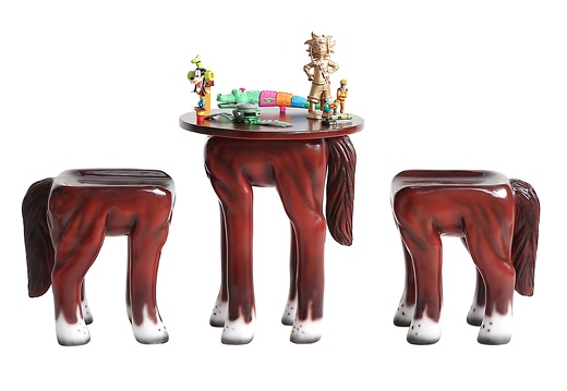 JBA261A PAIR OF CHILDS HORSE ANIMAL STOOLS CHILDS HORSE TABLE 1