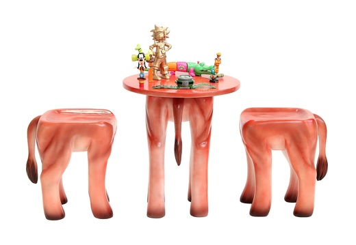 JBA262A PAIR OF CHILDS LION ANIMAL STOOLS CHILDS LION TABLE 2