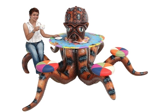 JBA277 LIFE SIZE RED OCTOPUS SEAT HAND PAINTED UNDERWATER THEME TABLE TOP 2