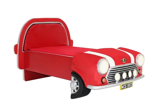 JBCR219 CHILDRENS MINI COOPER RED WHITE CAR BED MATTRESS NOT INCLUDED 2