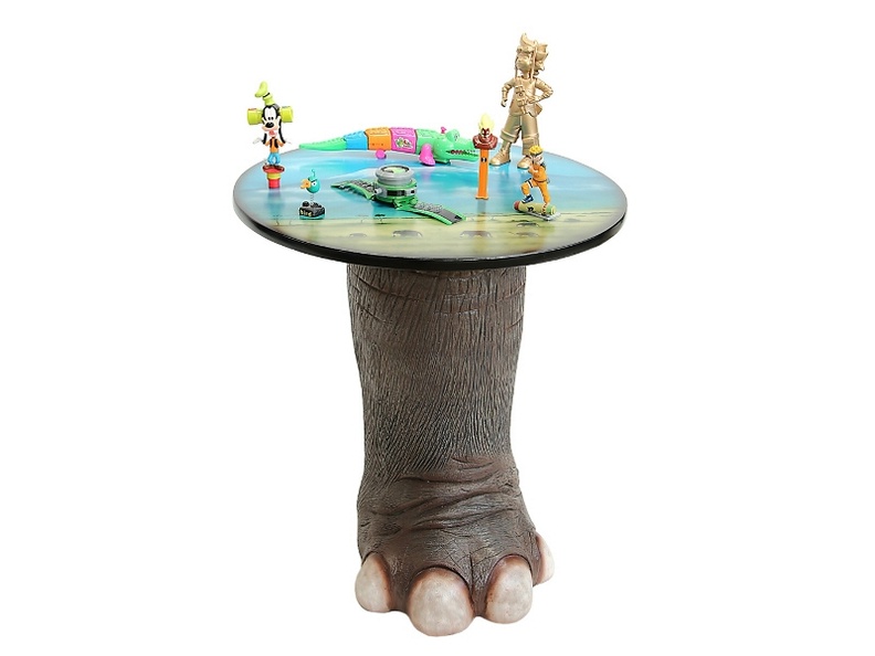 JBF178_LARGE_ELEPHANTS_FOOT_TABLE_WITH_PAINTED_JUNGLE_SCENE_TABLE_TOP_1.JPG