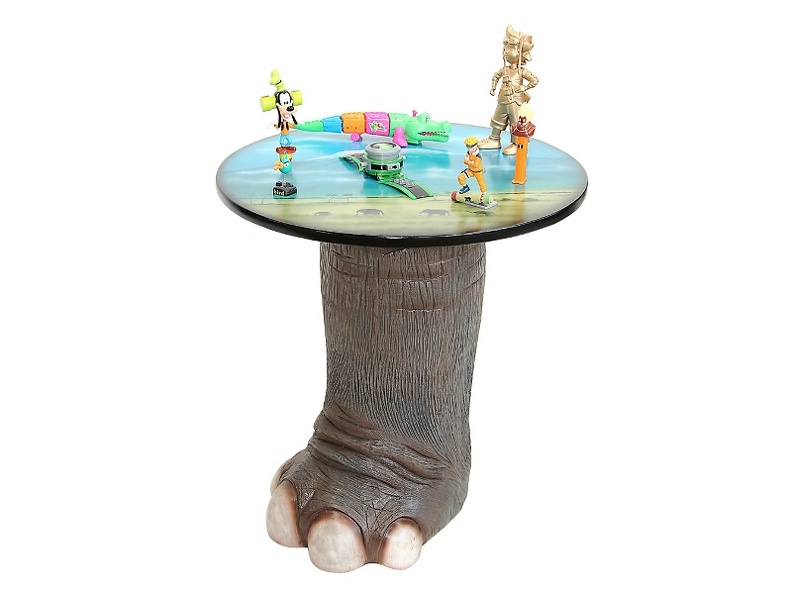 JBF178_LARGE_ELEPHANTS_FOOT_TABLE_WITH_PAINTED_JUNGLE_SCENE_TABLE_TOP_2.JPG