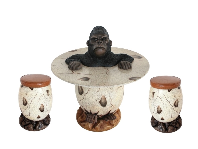 JJ1418_MALE_GRUMPY_GORILLA_CLIMBING_OUT_OF_A_EGG_TABLE_2_EGG_STOOLS.JPG