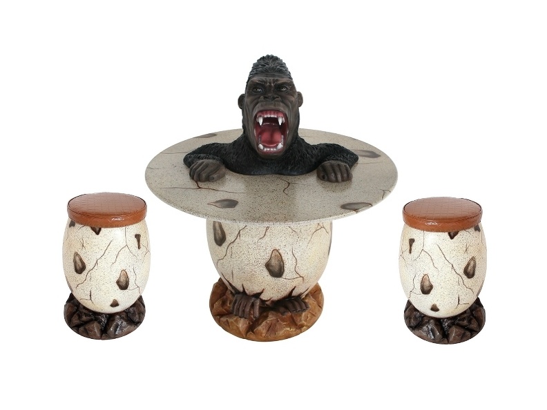 JJ1438_MALE_ANGRY_GORILLA_CLIMBING_OUT_OF_A_EGG_TABLE_2_EGG_STOOLS.JPG