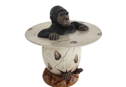 JJ1441 MALE GORILLA CLIMBING OUT OF A EGG TABLE 2