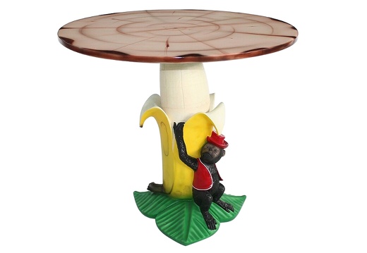 JJ624 FUNNY MONKEY HOLDING A BANANA WITH WOOD EFFECT TOP TABLE LARGE 1