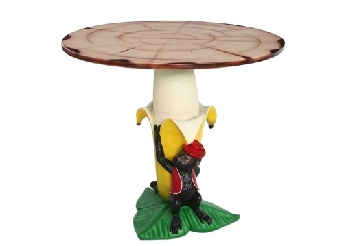 JJ624 FUNNY MONKEY HOLDING A BANANA WITH WOOD EFFECT TOP TABLE LARGE 2