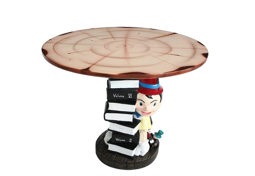 JJ637LL PINOCCHIO WITH SCHOOL BOOKS JIMINY CRICKET WOOD EFFECT TOP TABLE LARGE 1