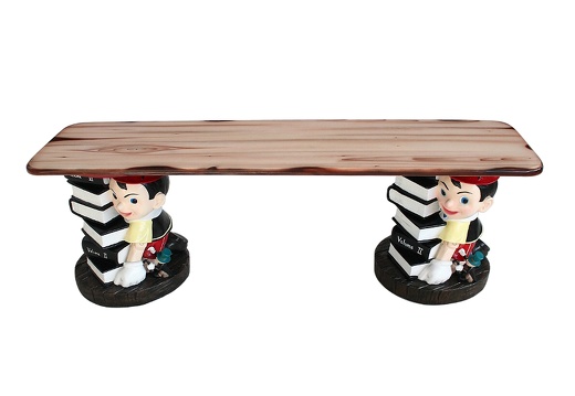 JJ641P PINOCCHIO WITH SCHOOL BOOKS JIMINY CRICKET BENCH WOOD EFFECT TOP 2
