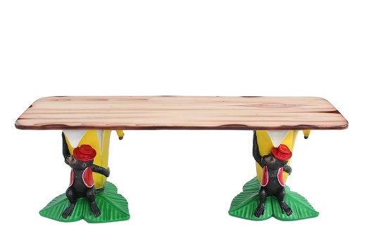 JJ641 FUNNY MONKEY HOLDING A BANANA BENCH WOOD EFFECT TOP 1