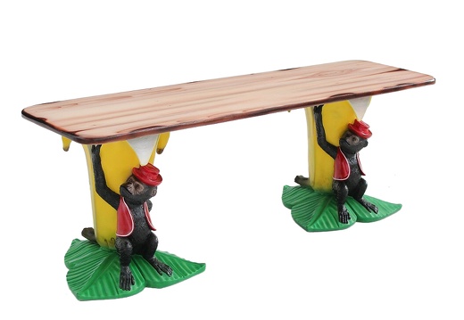 JJ641 FUNNY MONKEY HOLDING A BANANA BENCH WOOD EFFECT TOP 2
