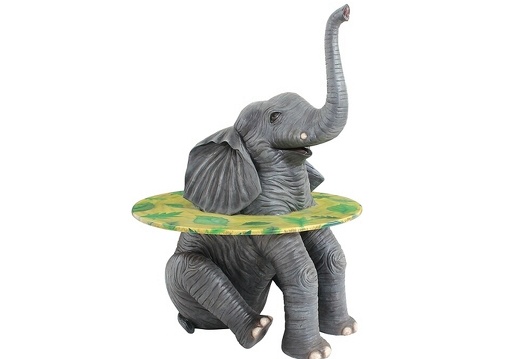 JJ755 CUTE BABY ELEPHANT TABLE WITH GRASS LEAF EFFECT TOP 1