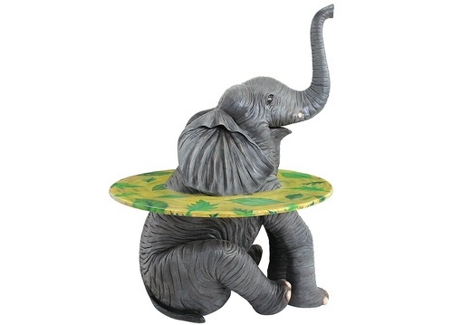JJ755 CUTE BABY ELEPHANT TABLE WITH GRASS LEAF EFFECT TOP 2