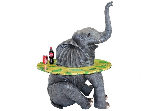 JJ755 CUTE BABY ELEPHANT TABLE WITH GRASS LEAF EFFECT TOP 4