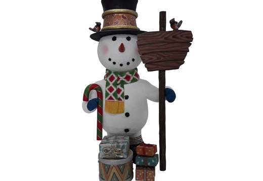 1631 CHRISTMAS SNOWMAN STATUE HOLDING SIGN CANDY CANE 1