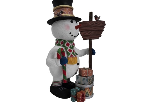 1631 CHRISTMAS SNOWMAN STATUE HOLDING SIGN CANDY CANE 2