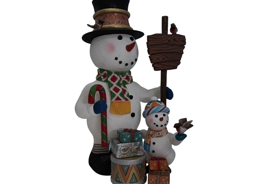 1632 CHRISTMAS SNOWMAN STATUE HOLDING SIGN BABY SNOWMAN 2