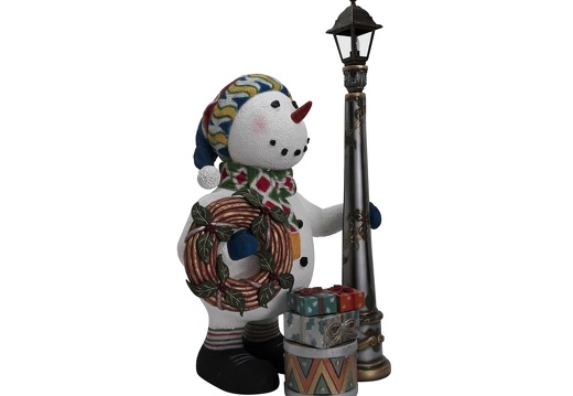 1633 CHRISTMAS SNOWMAN STATUE LAMPOST WITH PRESENTS 2