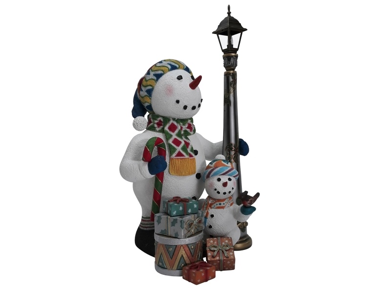 1635_CHRISTMAS_SNOWMAN_STATUE_LAMPOST_WITH_BABY_SNOWMAN_2.JPG