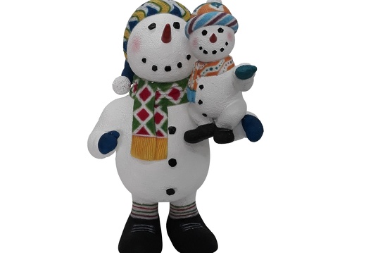 1637 FUNNY CHRISTMAS SNOWMAN STATUE HOLDING BABY SNOWMAN 1