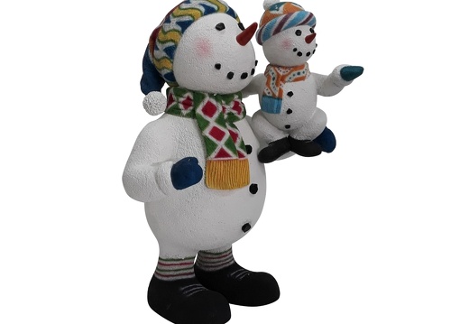 1637 FUNNY CHRISTMAS SNOWMAN STATUE HOLDING BABY SNOWMAN 2