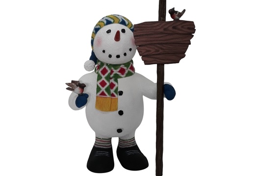 1638 FUNNY CHRISTMAS SNOWMAN STATUE HOLDING WOODEN SIGN 1