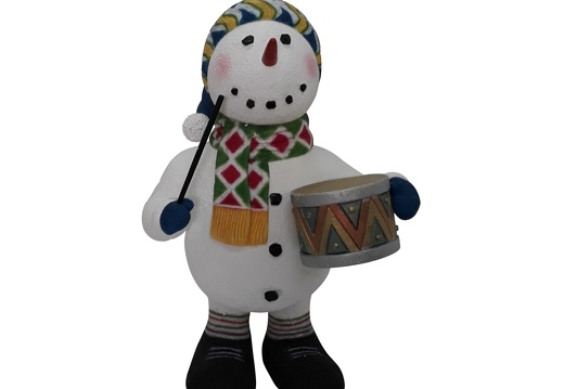 1639 CHRISTMAS SNOWMAN STATUE PLAYING TOY DRUM 1