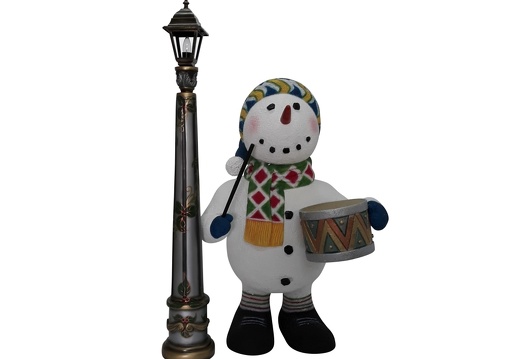 1640 CHRISTMAS SNOWMAN STATUE PLAYING TOY DRUM LAMPOST 1