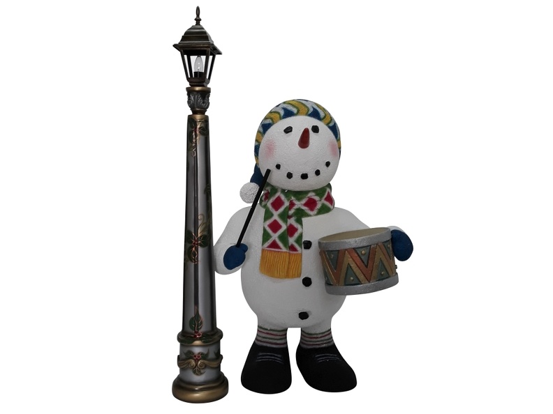 1640_CHRISTMAS_SNOWMAN_STATUE_PLAYING_TOY_DRUM_LAMPOST_1.JPG