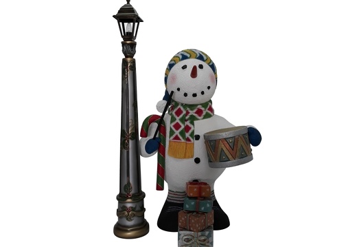 1641 CHRISTMAS SNOWMAN STATUE CANDY CANE LAMPOST 1