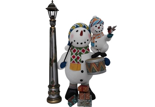 1643 CHRISTMAS SNOWMAN STATUE BABY SNOWMAN TOY DRUM LAMPOST 1