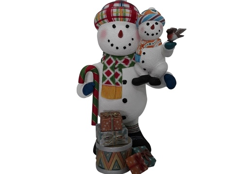 1645 FUNNY CHRISTMAS SNOWMAN STATUE HOLDING BABY SNOWMAN 1
