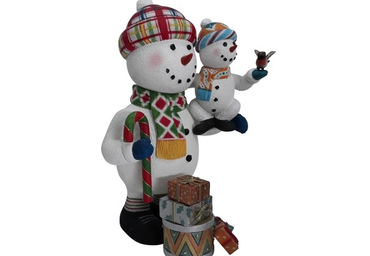 1645 FUNNY CHRISTMAS SNOWMAN STATUE HOLDING BABY SNOWMAN 2