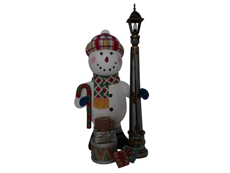 1647_FUNNY_CHRISTMAS_SNOWMAN_STATUE_HOLDING_CANDY_CANE_LAMPOST_1.JPG