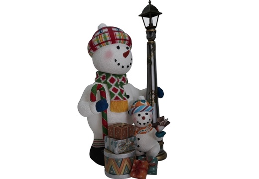 1648 FUNNY CHRISTMAS SNOWMAN STATUE HOLDING CANDY CANE WITH BABY SNOWMAN 2