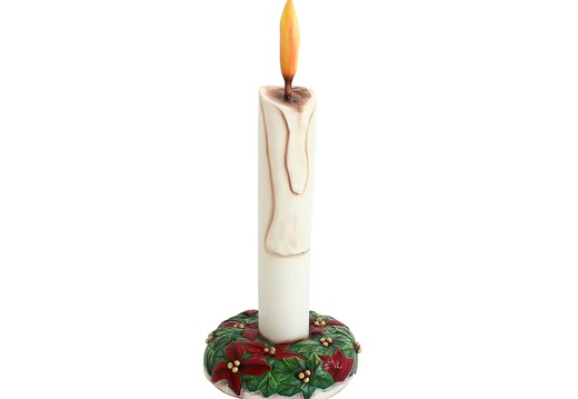 917 CANDLE WITH HOLLY LEAF GREEN RED BASE 3 FOOT