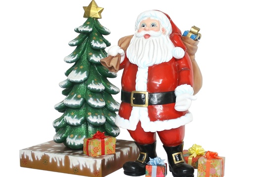 922 STANDING SANTA CLAUS WITH CHRISTMAS TREE WITH SNOW LEAVES