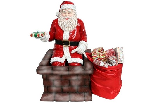 949 SANTA GOING INTO THE CHIMNEY WITH GIFTS 2