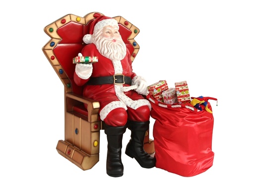 951 SITTING SANTA ON THRONE WITH GIFT GIFT SACK 1
