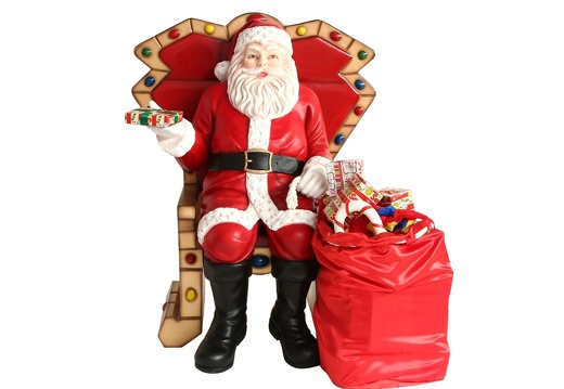 951 SITTING SANTA ON THRONE WITH GIFT GIFT SACK 2